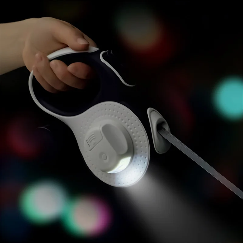 5M/8M Dog Leash with Poop Bag Dispenser Automatic Roulette Tow Rope with Detachable Led Flashlight Pet Puppy Collar Walking Lead - Image 6