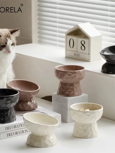 Cat Ceramic Bowl Gradient Pet Food Water Feeders Small Dogs Drinking Eating Supplies Raised Tilted Cats Puppy Feeding Supplies