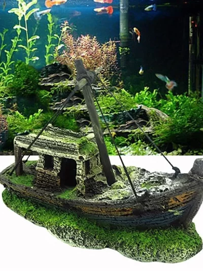 Aquarium Fish Tank Landscape Wreck Ship Decor Resin Boat Ornament Aquarium Accessories Decoration