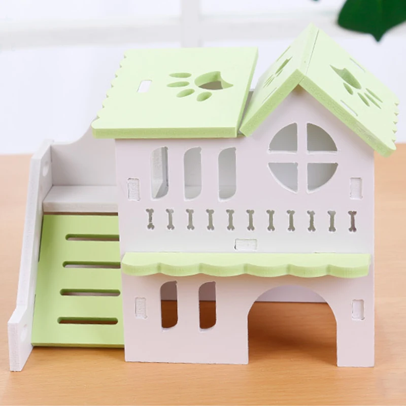 Hamster House Toy Pet Small Animal Hideout Hamster Wooden House 2 Layers With Ladder Design Wooden Hut Play Toys - Image 11