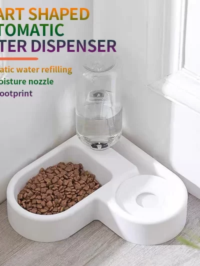 Cat and dog automatic water dispenser, pet feeding bowl, one bowl dual-use, saving space
