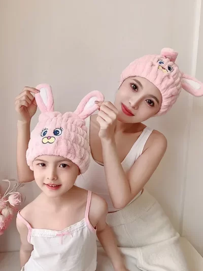 Cute Animal Hair Dry Hat Towel Quick Dry Shower Cap Strong Absorbing Drying Soft Cartoon Duck Rabbit Unicorn Children Hair Hat