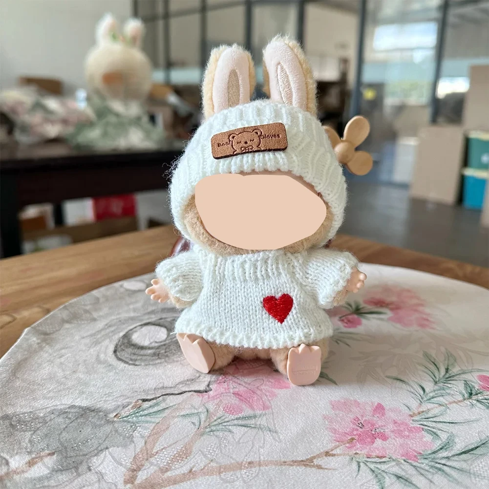 Cute Bunny Doll Accessories with Knitted Clothes Rabbit Ears Hat Heart Sweater for Toy Collectors Clothes - Image 8