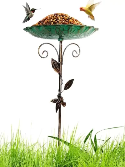 Bird Bath Bowl Patio Birdfeeder Metal Standing Birdbath Bowl Decorations Frost-proof Height Adjustable For Backyard Deck Balcony