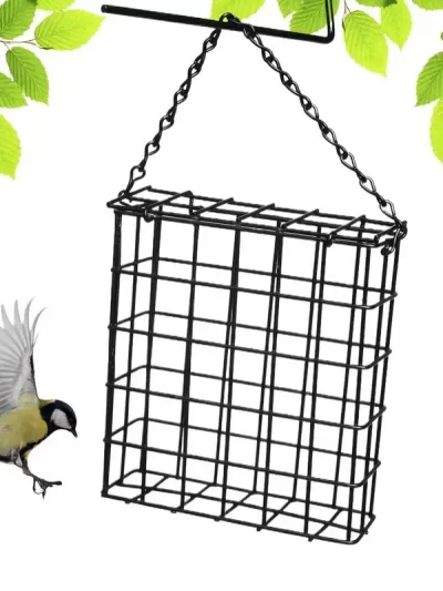 Black Square Bread Block Bird Feeder Outdoor Bird Food Device Metal Wire Suet Cage Feeder Bird Cage Suet Feeder