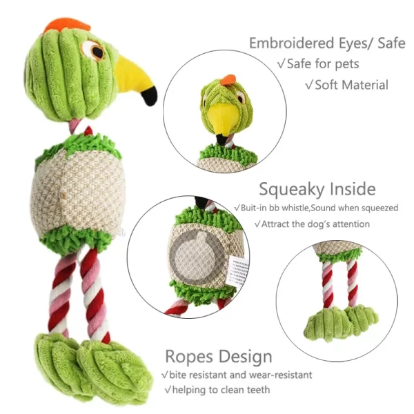 Plush Dog Toys for Small Large Pets Funny Bird Shaped Dogs Squeak Chew Ropes Toy Pets Interactive Supplies - Image 2