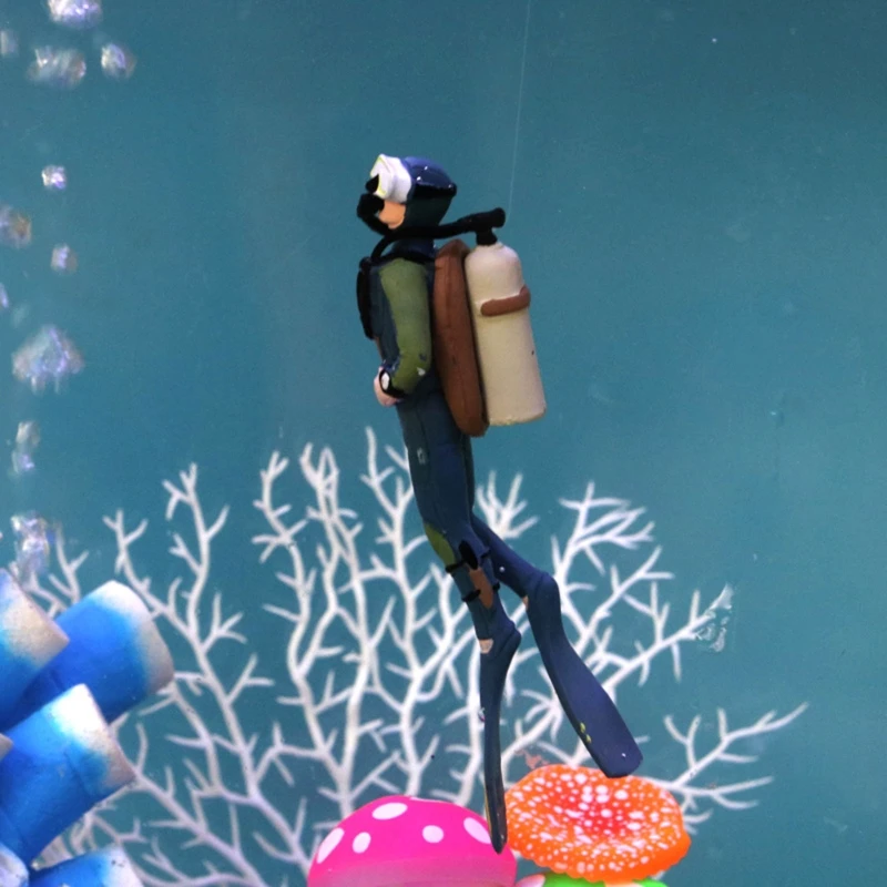 Aquarium Decoration Resin Figurine Diver with Floating Ball Fish for Tank Ornament Betta Fish Landscaping Accessories - Image 8