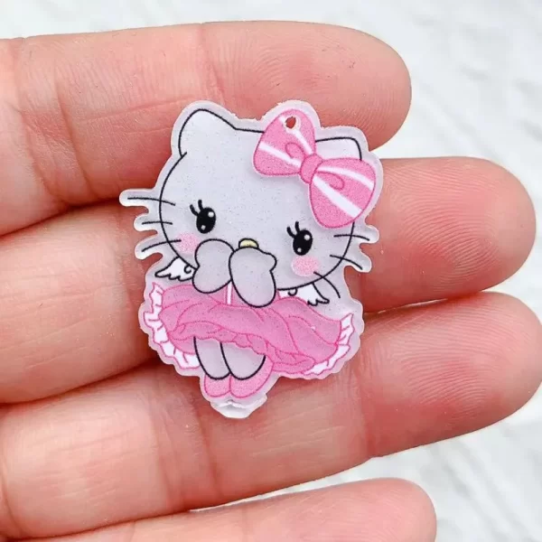 10 PCS New Kawaii Cartoon Animal Rabbits, puppies Series Acrylic Flat DIY Jewelry Children Gift Hairpin Accessories - Image 6