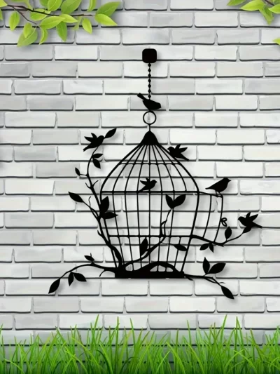 1pc Bird Cage Metal Wall Art And Decor, Home Decoration, Unique Housewarming, Birthday, Wedding, Or Home Gifts For Couple
