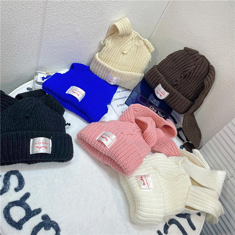 Cute Rabbit Long Ear Hat Knitted Hat Warm Cap Knit Letter Cap Unisex Cap Beanie Long Ear Hat Crochet Knitted Bunny Hat - Image 4