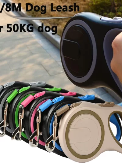 5M/8M Retractable Big Dog Leash Automatic Sturdy Nylon Rope Color Blocking Walking Hiking Strong Leash 50KG Large Pet Accessorie