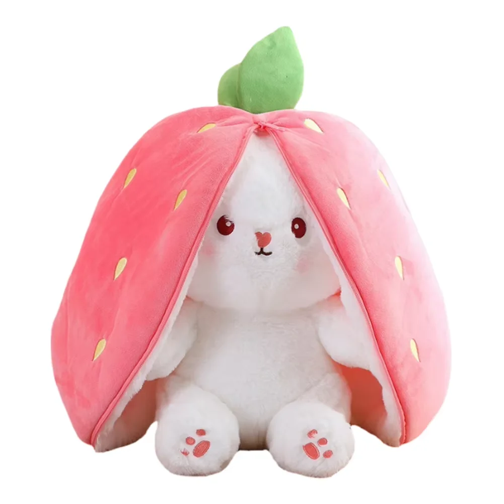 Strawberry Rabbit Plush Toy 18-35Cm Cute Fruit Transform Strawberry Carrot Big Ears Rabbit Soft Kids Christmas Birthday Gift - Image 8