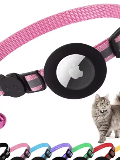 Pet protective case collar anti loss locator with reflective strip and bell collar adjustable size pet tracker accessories