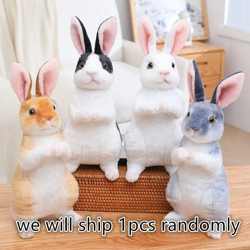 1pc Randomly Realistic Cute Plush Rabbits Lifelike Animal Photo Props Bunny Simulation Toy Model Birthday Gift - Image 7