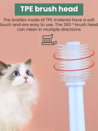 1pcs  Pet Toothbrush, Cat Toothbrush, Dog Toothbrush, Cat 360 Degree Oral Cleaning, Small Head Dog Toothbrush, Pet Supplies