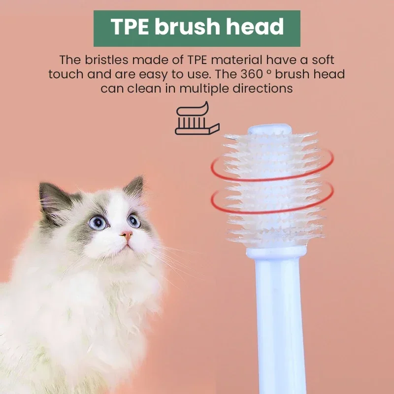 1pcs Pet Toothbrush, Cat Toothbrush, Dog Toothbrush, Cat 360 Degree Oral Cleaning, Small Head Dog Toothbrush, Pet Supplies