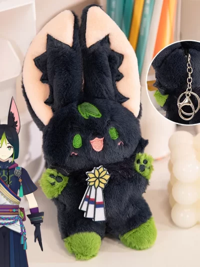 Game Genshin Impact Tighnari Cosplay Key Chain Stuffed Cute Rabbit Plush Doll Keychain Bag Pendant Keyring Accessories