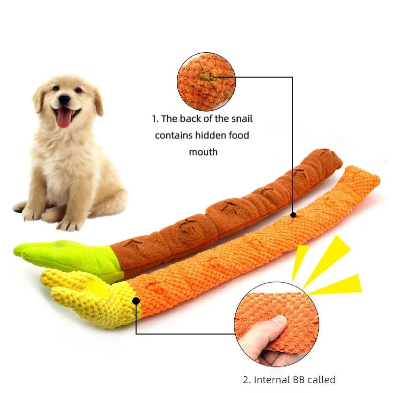Snail Pet Plush Toy Dog Puzzle Feeder Toys Interactive Sniffing Dogs Toy For Grinding Teeth Food Olfactory Training Pet Supplies - Image 3