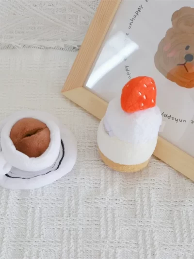 INS New Afternoon Tea Pet Toy Dog and Cat Interactive Toy Hiding Food Toy Simulation Bread Coffee Dog Toys for Small Dogs