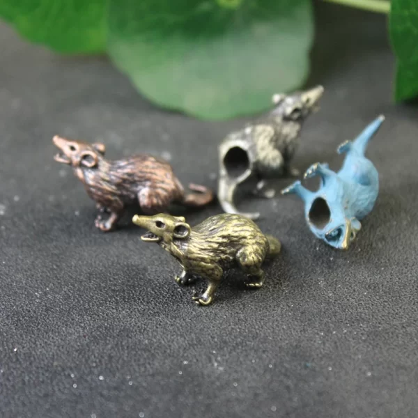 Zodiac Animal Rat Figurines Brass Knife Beads Flashlight Lanyard Pendants Cute Mice EDC Paracord DIY Outdoor Tools Accessories - Image 5