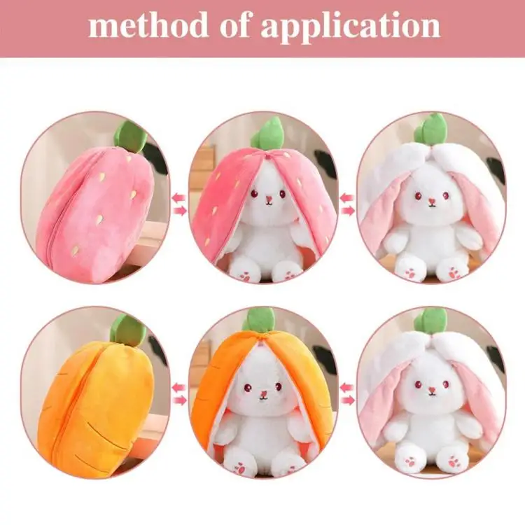 Strawberry Rabbit Plush Toy 18-35Cm Cute Fruit Transform Strawberry Carrot Big Ears Rabbit Soft Kids Christmas Birthday Gift - Image 11