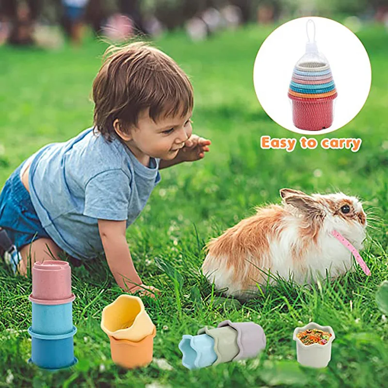 Stacking Cups Toy For Rabbits Multi-Colored Reusable Small Animals Puzzle Toys For Hiding Food Playing Bunny Accessories Pet - Image 14