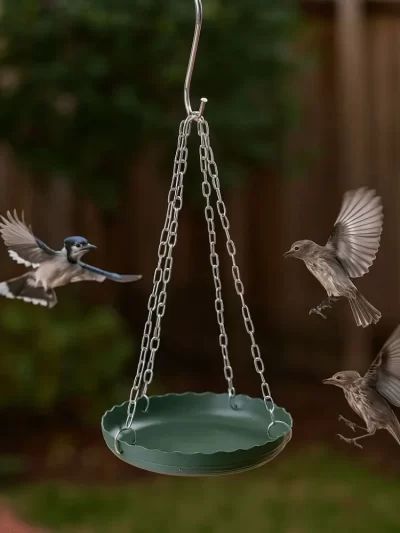 Bird Feeder Plate Adjustable Bird Feeding Tray with Chain Plastic Hanging Bird Bath Bird Water Bowl Bird Food Dispenser Tree