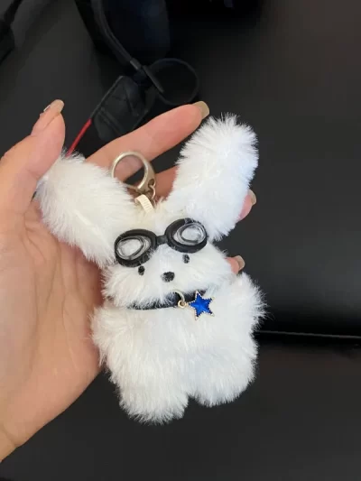 IFYOUOO Cute Plush Rabbit Doll Key Chains Ring Woman Bag Charms Accessories Toy Car Keyring Party Gift Trinket Gifts for Friends