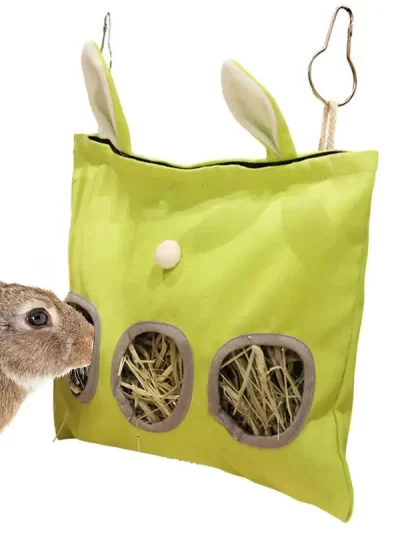 Rabbits Hay Feeder Bag Suspensible Rabbits Feeding Bag Washable Pet Food Dispenser Adorable Slow Eating Feeding Pouch For Small