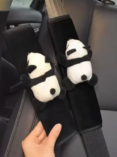 Automobile Safety Belt Decoration Cartoon Panda Safety Belt Shoulder Pad Plush Automobile Accessories Car Decorations