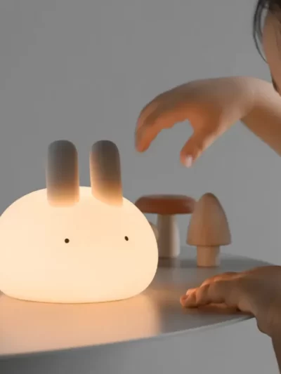 Rabbit Silicone Night Light Bunny Cute Lamp Gift Touch Control Bedroom Bedside Sleep Light
