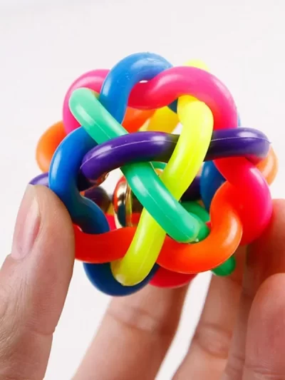 Cute Dog Toys Interactive Pet Dog Ball Toy Cat Toy with Small Bell Rainbow Dogs Toys Pets Chewing Playing Fetching Nice Ball