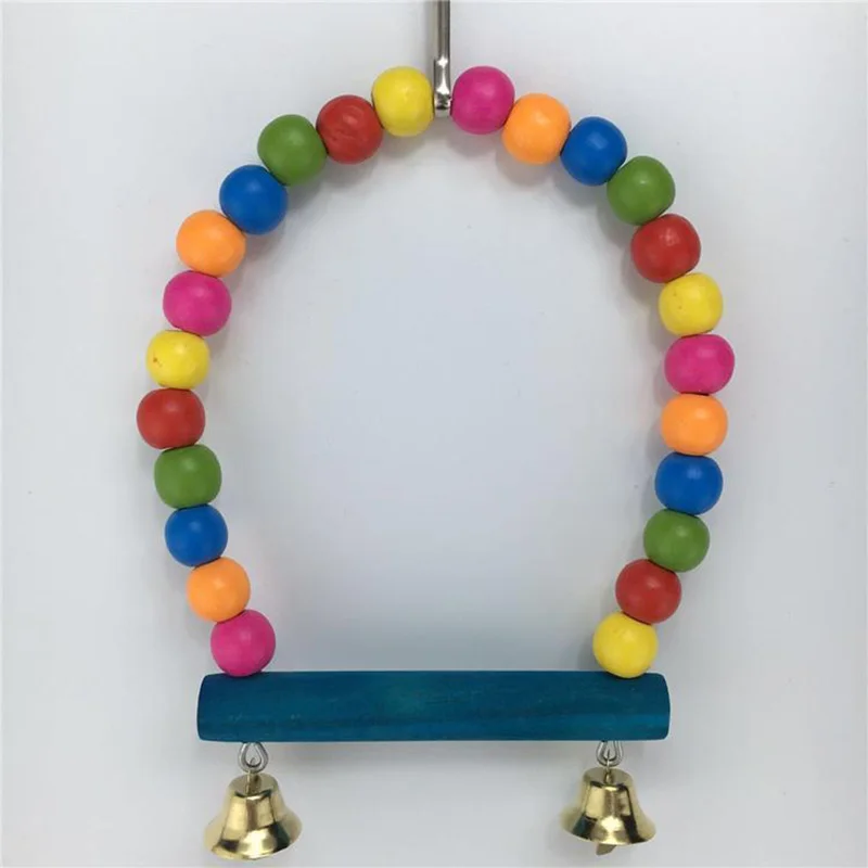 1Pc Wooden Bird Swings Toy with Hanging Bells for Cockatiels Parakeets Cage Accessories Birdcage Parrot Perch Hanging Swing - Image 16