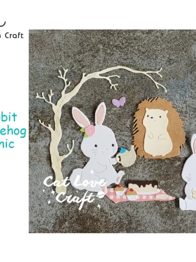 Catlove Rabbit Hedgehog Picnic Metal Cutting Dies Scrapbooking Stencil Die Cuts Card Making DIY Craft Embossing New Dies 2022