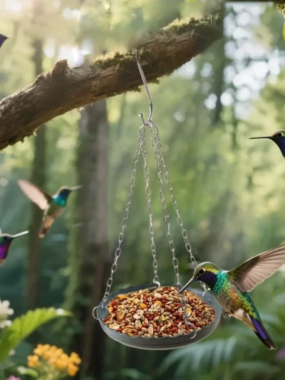 Bird Feeder Plate Adjustable Bird Feeding Tray with Chain Plastic Hanging Bird Bath Bird Water Bowl Bird Food Dispenser Patio