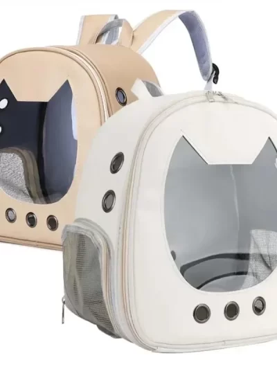 Pet Supplies Cat Carrier Bag PU Portable Travel Outdoor Backpack for Cat Small Dogs Transparent Breathable Carrying Shoulder Bag