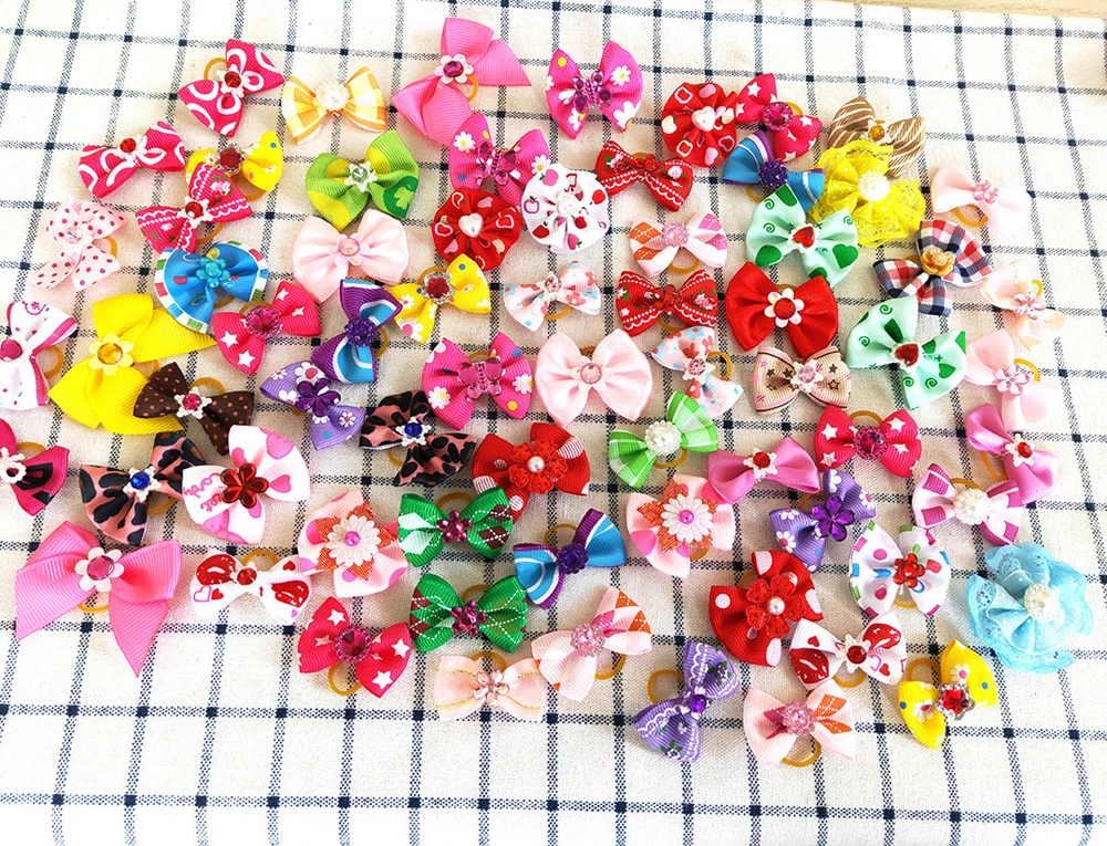 10/20pcs Colorful Small Dog Bows Puppy Hair Bows Decorate Small Dog Hair Rubber Bands Pet Headflower Supplier Dog Accessories - Image 4
