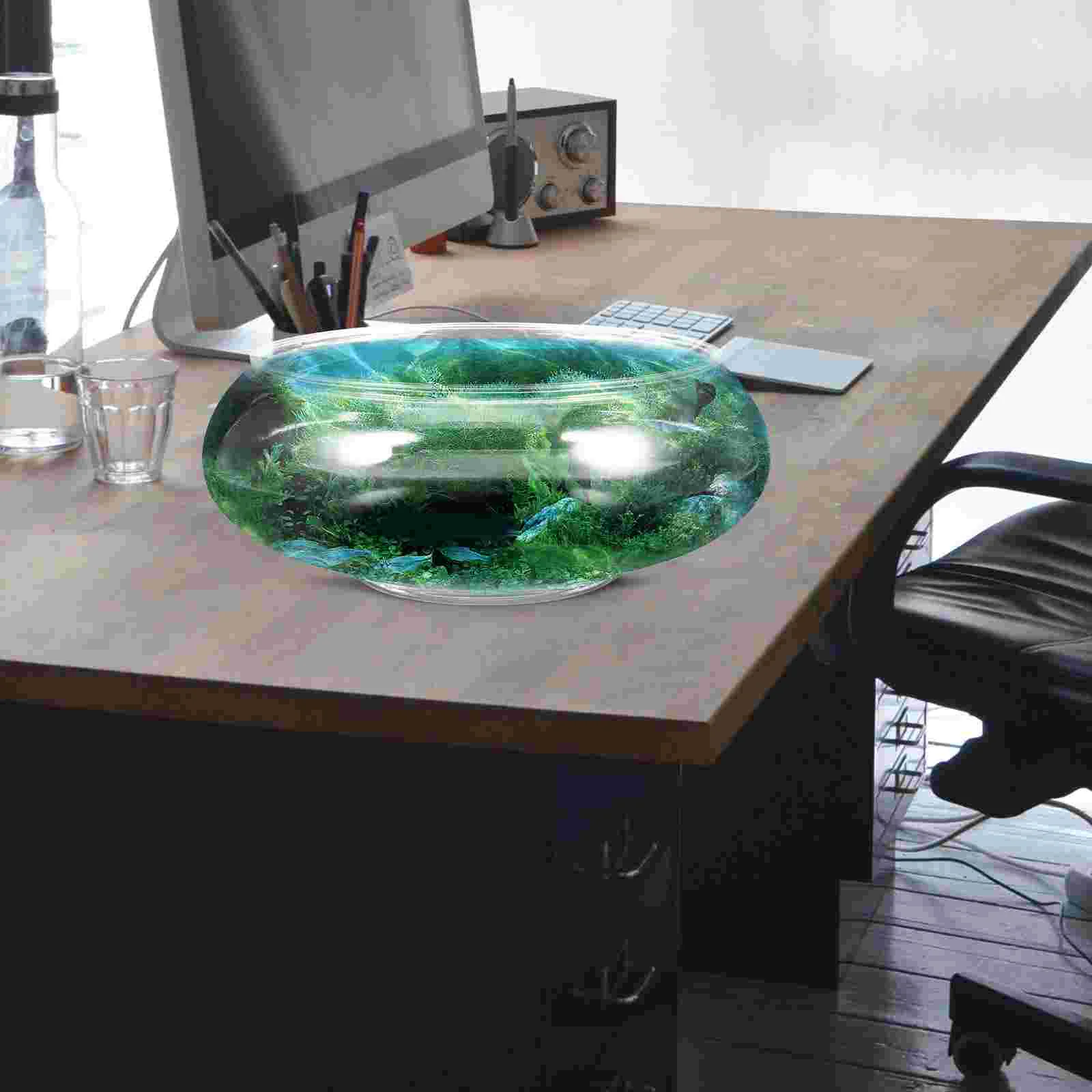 2800ml Transparent Landscape Fish Tank Desk Aquarium Goldfish Bowl Decorative Terrarium Nursery Pots Plastic Betta Tank Multi - Image 5