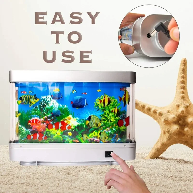 Fish Tank Lamp Night Light Virtual Artificial Tropical Fish Ocean Lights Moving Ornamental Children Halloween Christmas Gift Toy - Image 2