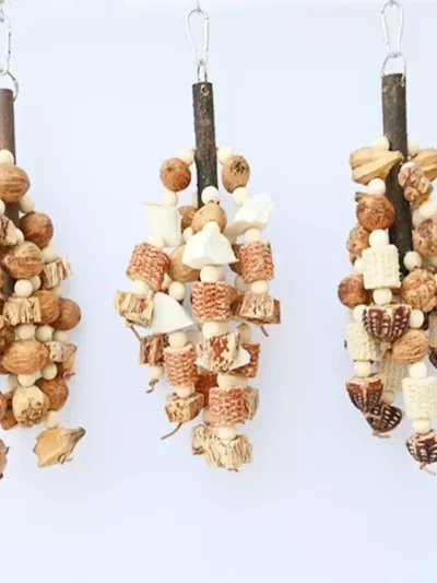 Bird Toys with Pinecones Cuttlefish Bones Beech Wood Nuts Teething Chew Toy For Parrot Parakeets Cockatiels Love Birds Supplies