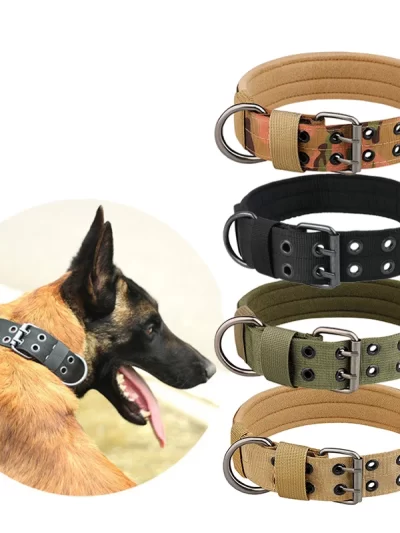 1pc Medium to Large Nylon Tactical Pet Dog Collar - Adjustable and Durable, Suitable for Medium and Large Dogs.
