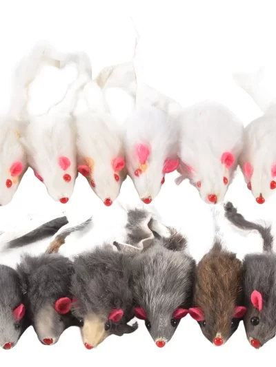 Real Rabbit Fur Mice Cat Toys Pet Toy Children'S Toys 12-Pack HOT