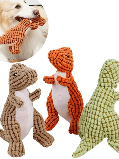 Soft Plush Squeaky Dog Toys Cartoon Cute Dinosaur Pets Cat Toy Outdoor Play Interactive Small Dog Chew Molar Toys