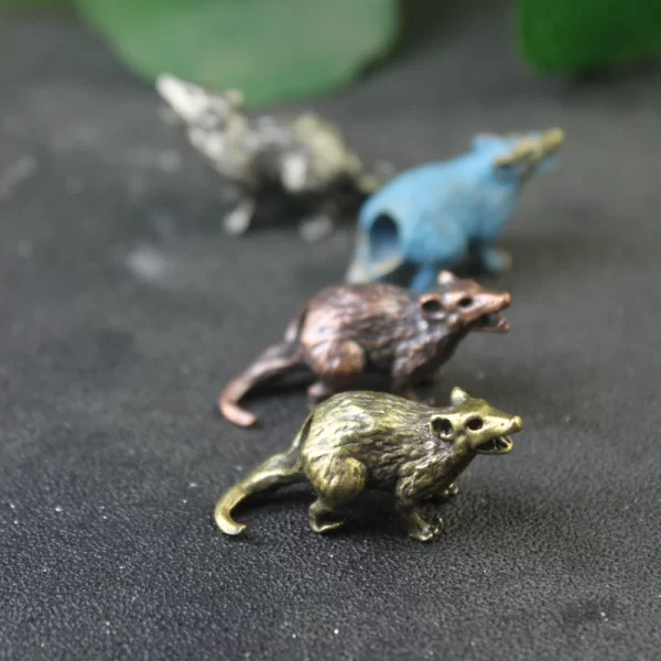 Zodiac Animal Rat Figurines Brass Knife Beads Flashlight Lanyard Pendants Cute Mice EDC Paracord DIY Outdoor Tools Accessories - Image 3