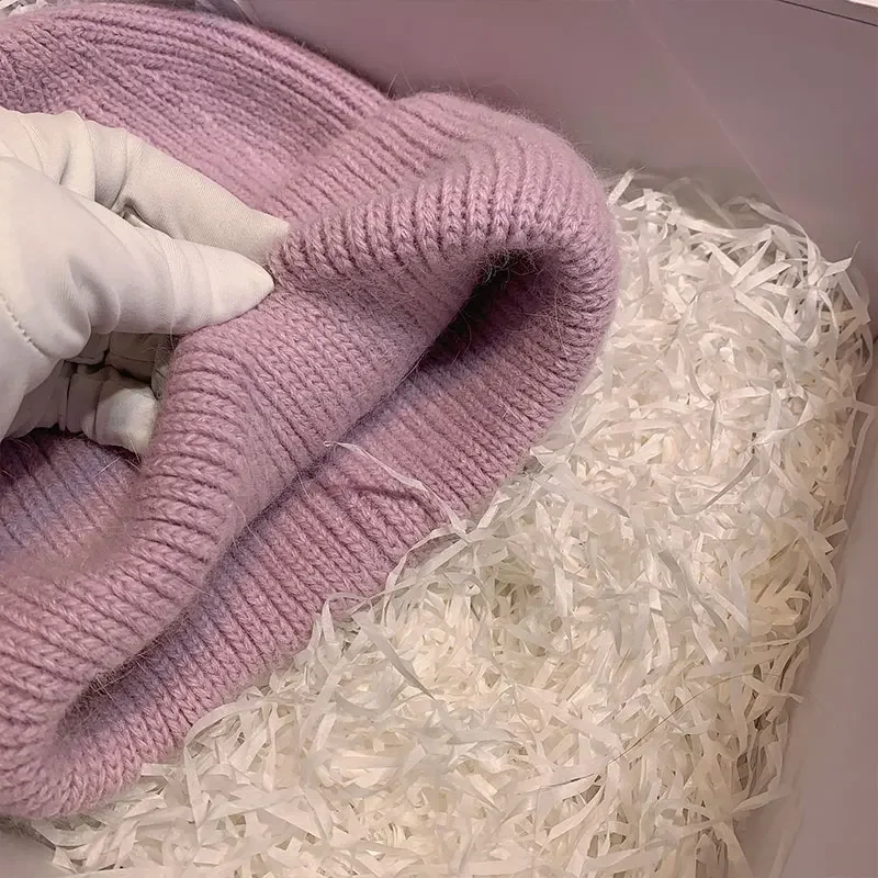 French Winter New Rabbit Hair Knitted Hat, Internet Famous Woolen Hat, Versatile Warm Hat, Autumn and Winter Ear Protection Hat - Image 18