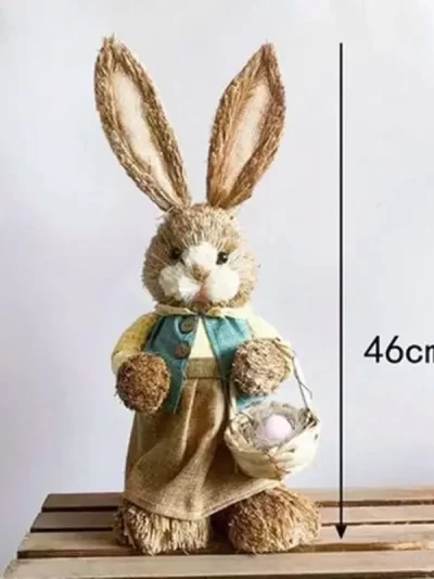 46cm Straw Woven Bunny Straw Rabbit Decoration Ornament Easter Holiday Decors Sculptures & Statuette Yard Party Home Supply