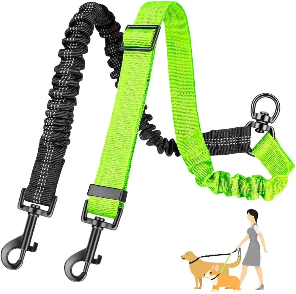 16ft Long Dual Dog Leash Attachment - Double Leashes for Training Small to Large Dogs - Adjustable Strap, Shock Absorbing Bungee - Image 10