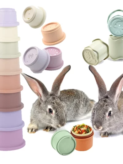 Stacking Cups Toy For Rabbits Multi-Colored Reusable Small Animals Puzzle Toys For Hiding Food Playing Bunny Accessories Pet