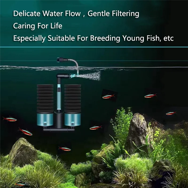 ABJN-USB Aquarium Filter With Electric Water Pump Air Pump Skimmer Biochemical Sponge For Fish Tank Bio Filter - Image 3