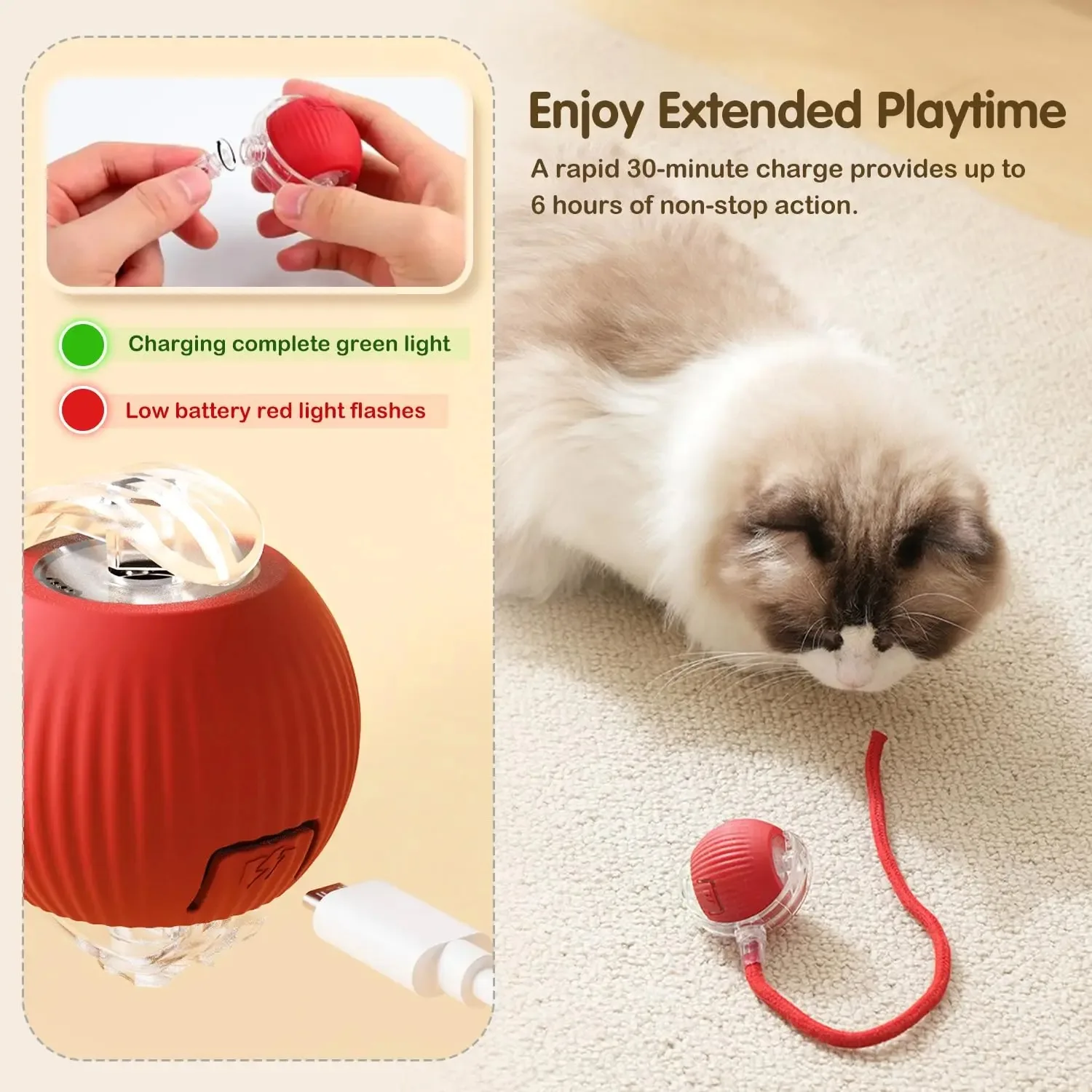 Smart Ball Cat toys Rechargeable Pet Interactive Automatic Rolling Ball Cats Intelligence Electric Training Toy Imitate Mouse - Image 5